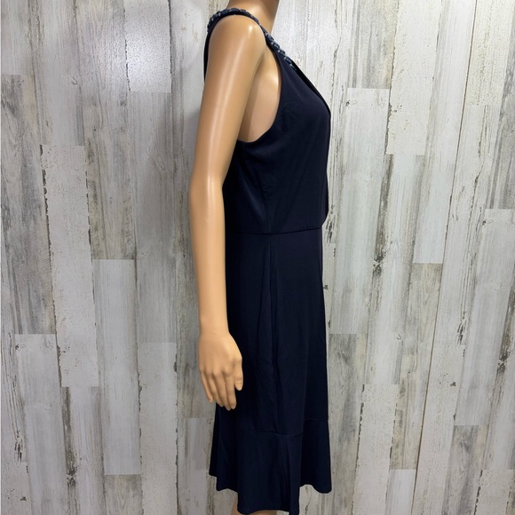 Karl Lagerfeld Beaded Halter Neck Ruffle Hem Dress - Picture 9 of 12